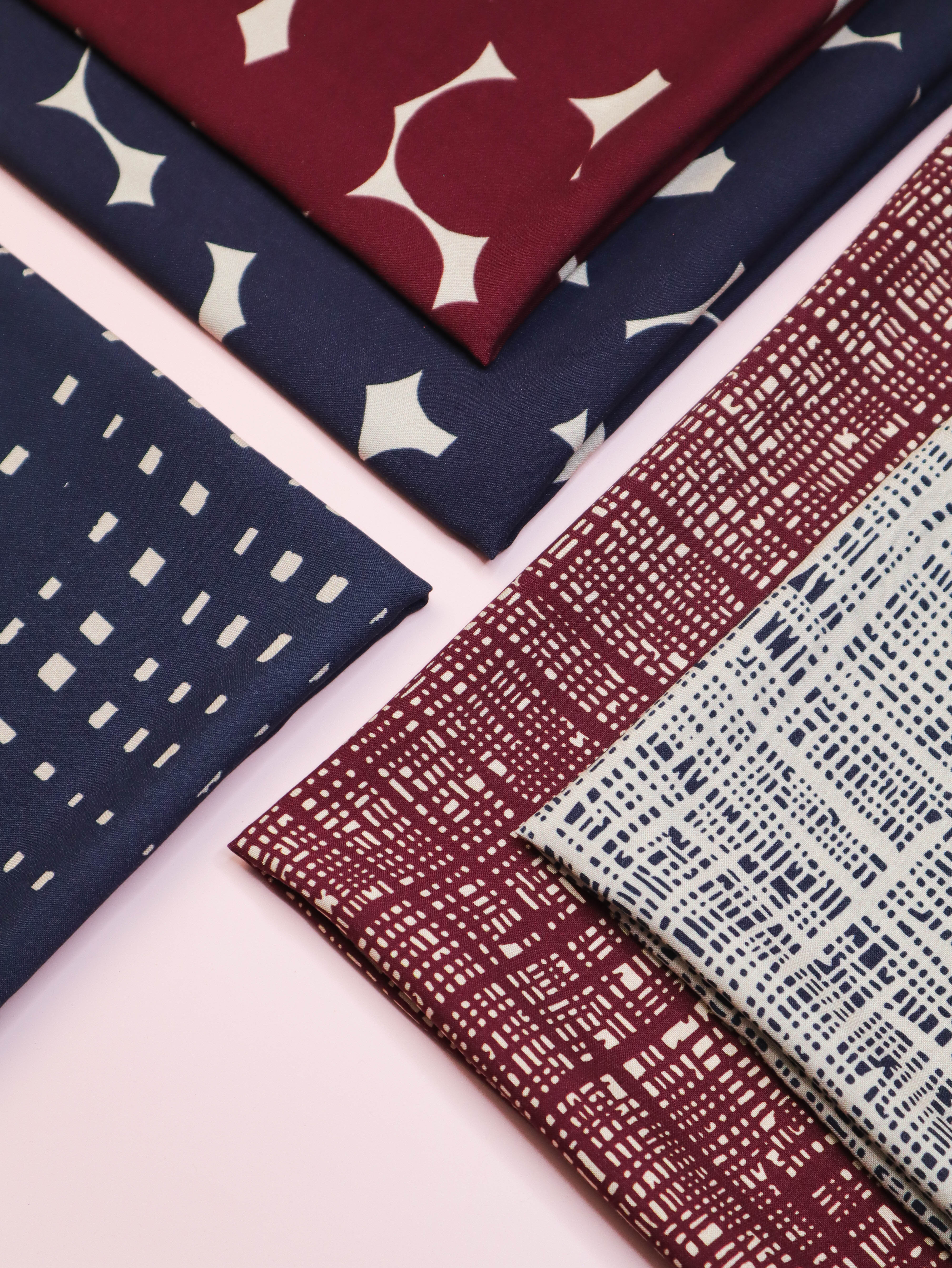 Grid Dark Navy - Viscose