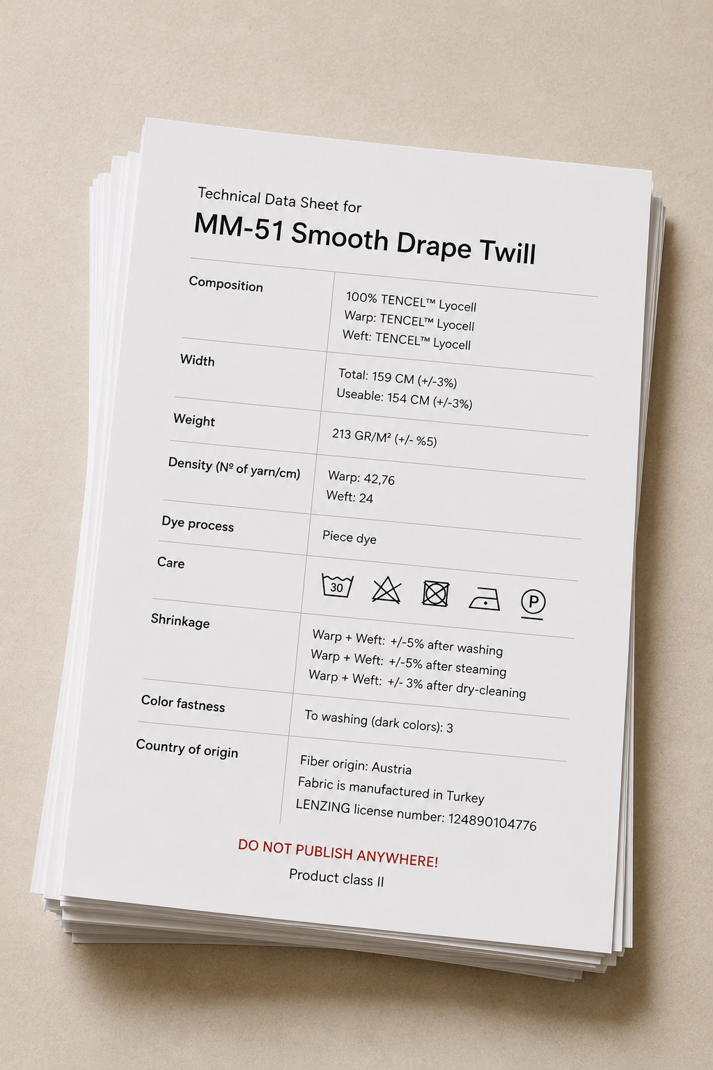 Product data sheets
