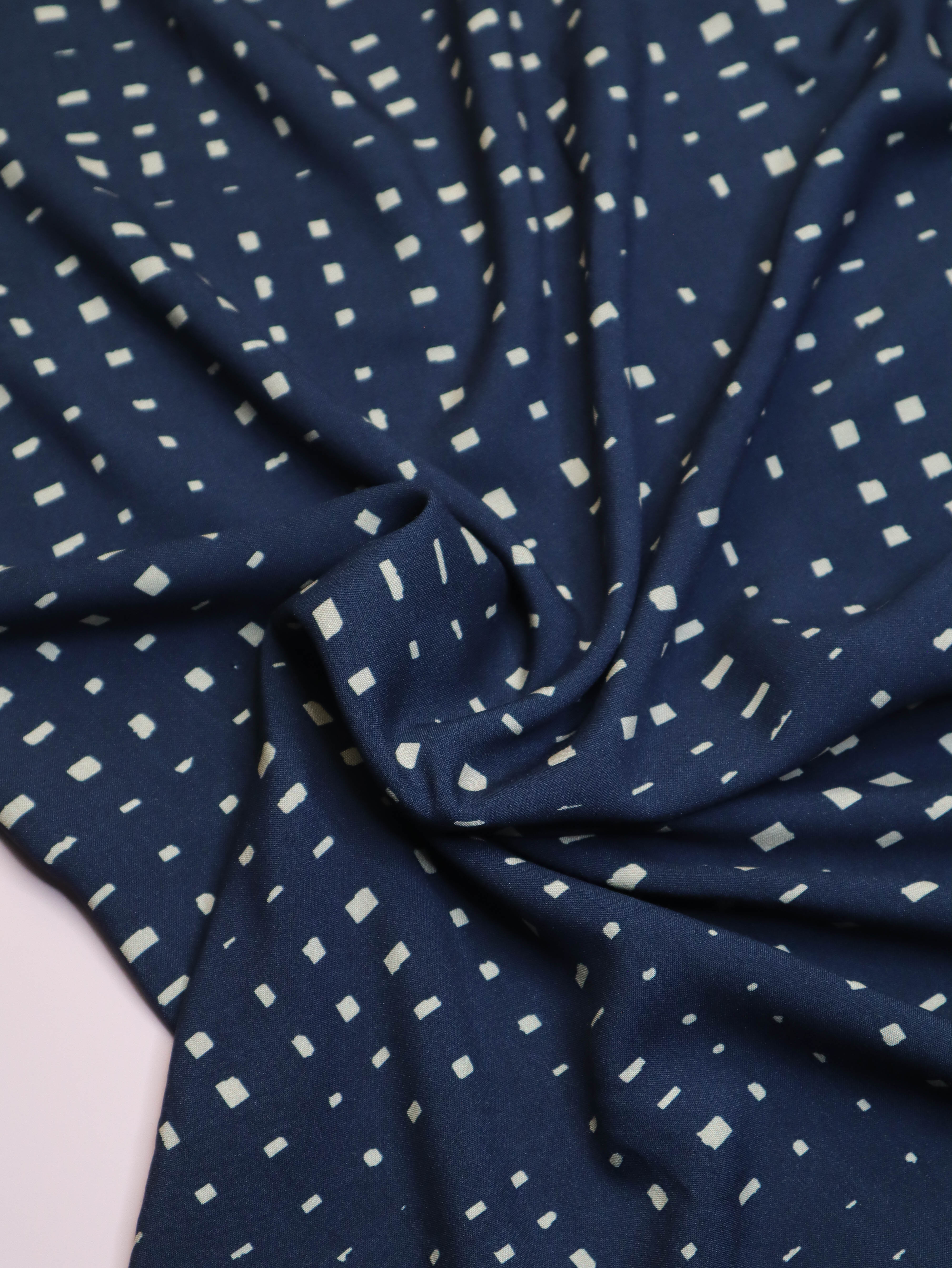 Grid Dark Navy - Viscose