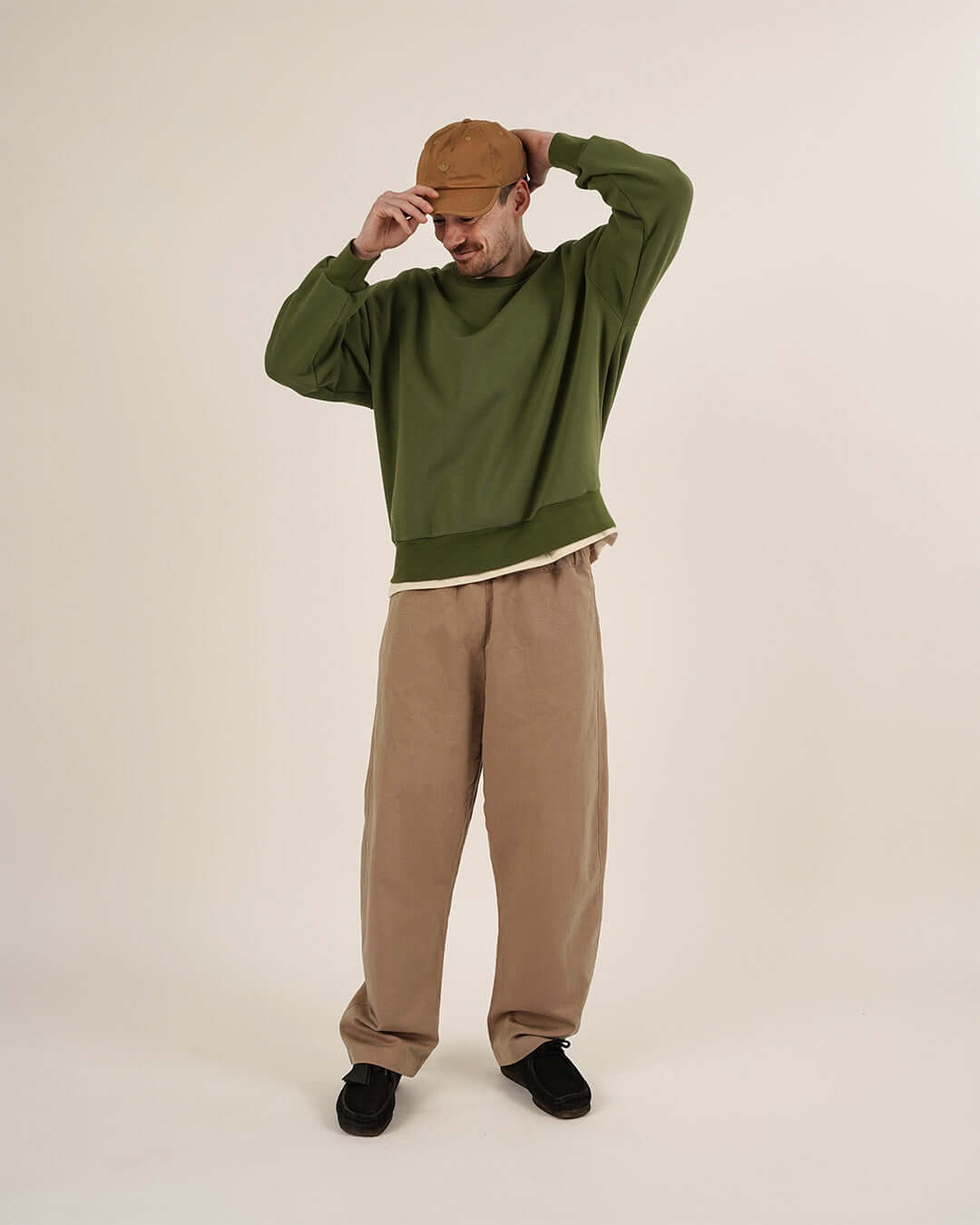 Volume pants and boyfriend sweater sewing pattern front view