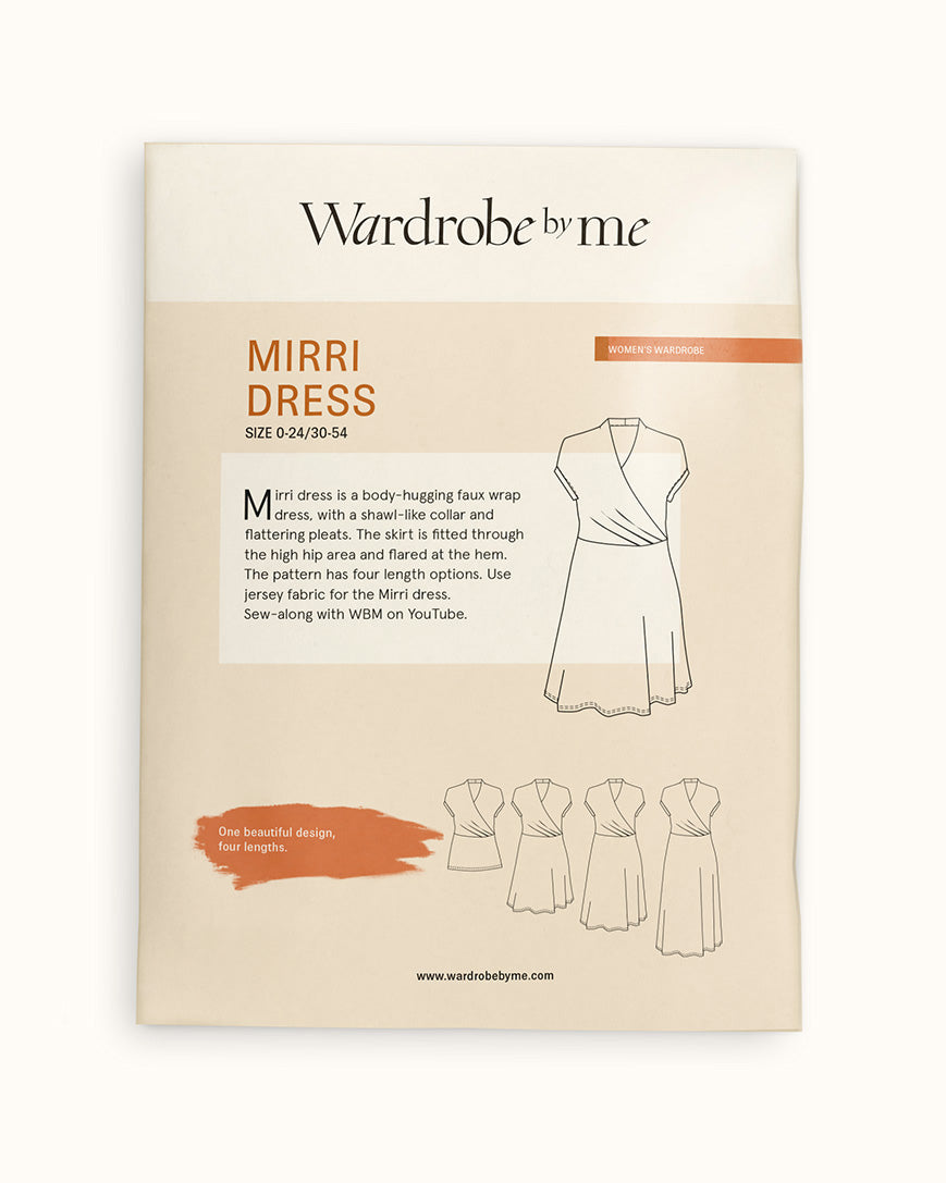 Mirri Dress Paper Pattern featuring a classic shawl collar and flattering A-line silhouette, size 0/34-54.