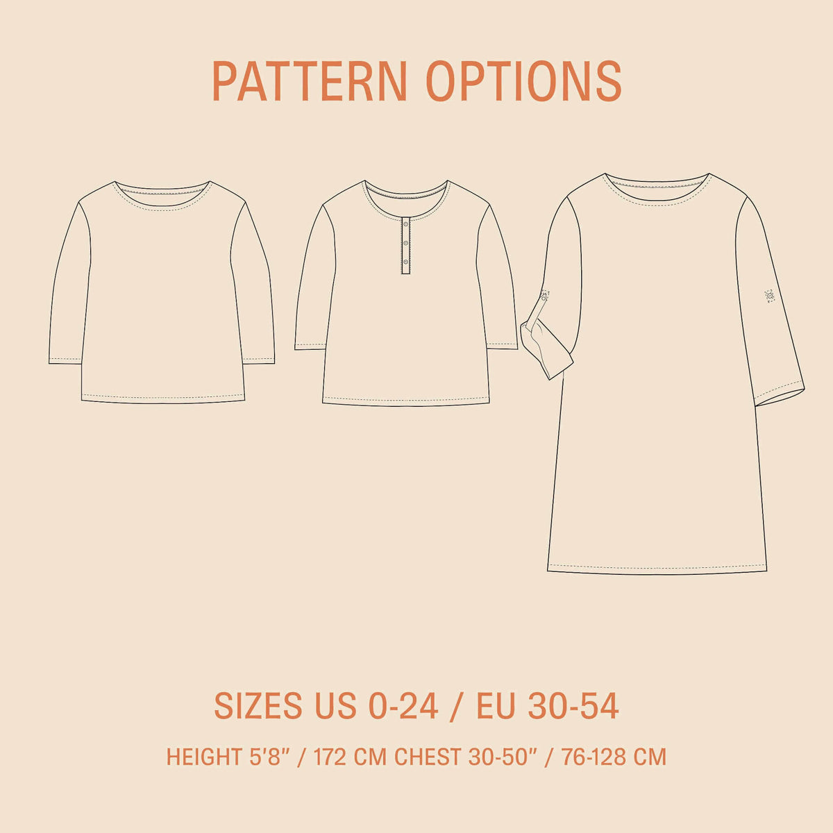 Whisper blouse Paper Pattern options showcasing different styles and sizes for comfortable sewing.