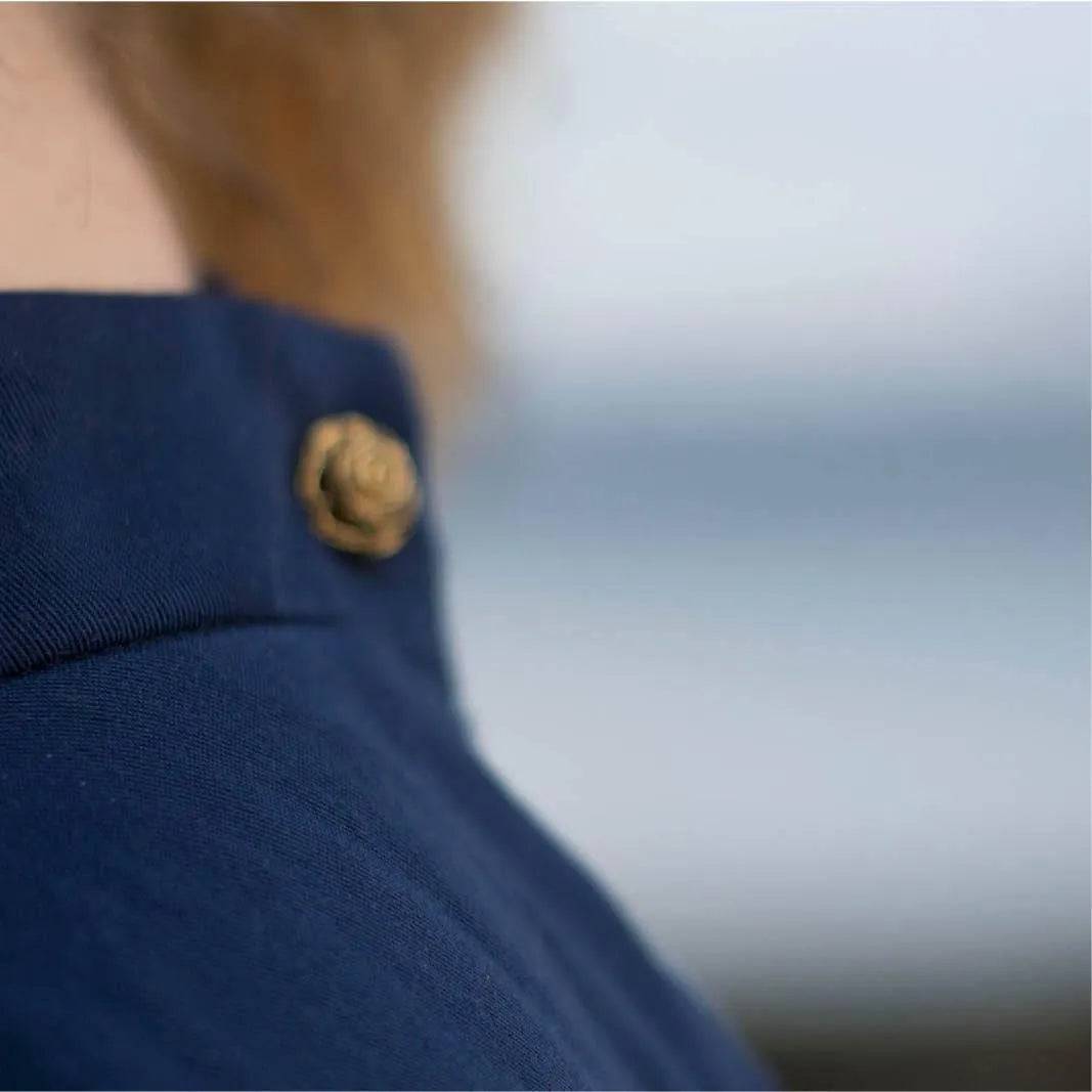 Back detail of Tulip Top Paper Pattern showing button closure on neckline.