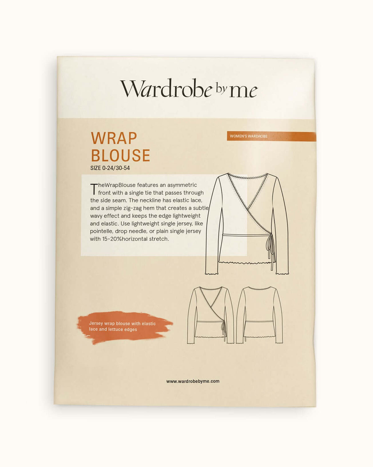Wrap Blouse sewing pattern envelope showing technical drawings and design details